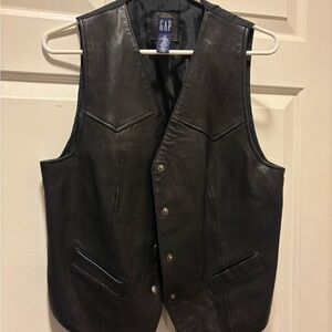 GAP Men's Black Leather Vest